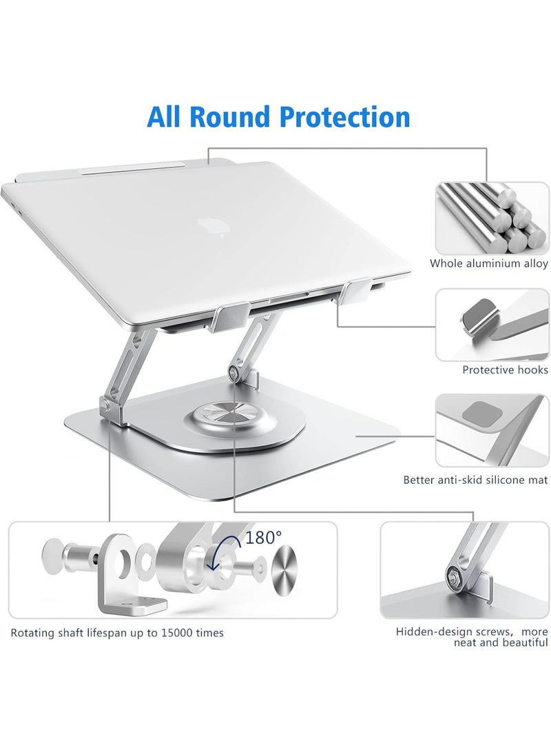 TDOO Adjustable Laptop Stand with 360° Rotating Base – Ergonomic Portable Foldable Laptop Riser for Desks, Compatible with All Laptops 10-17.3", MacBook Pro/Air - Image 2