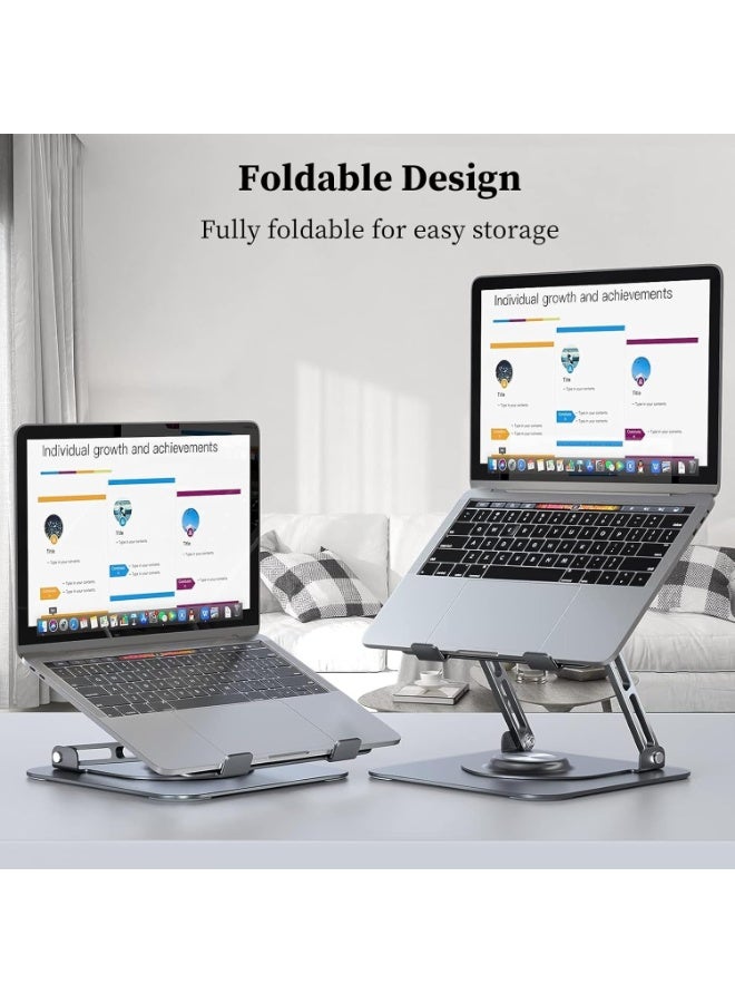 TDOO Adjustable Laptop Stand with 360° Rotating Base – Ergonomic Portable Foldable Laptop Riser for Desks, Compatible with All Laptops 10-17.3", MacBook Pro/Air - Image 5