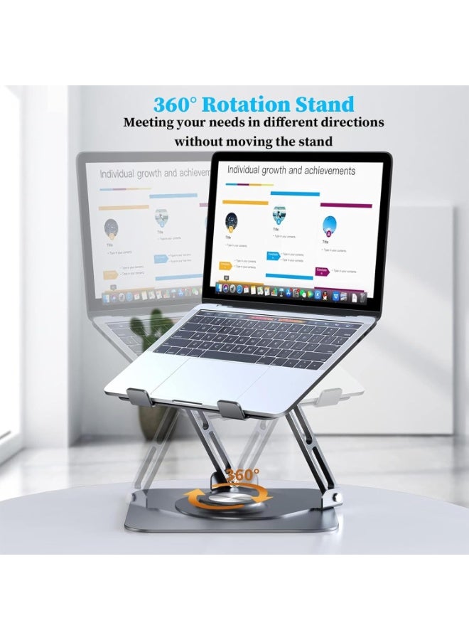 TDOO Adjustable Laptop Stand with 360° Rotating Base – Ergonomic Portable Foldable Laptop Riser for Desks, Compatible with All Laptops 10-17.3", MacBook Pro/Air - Image 3