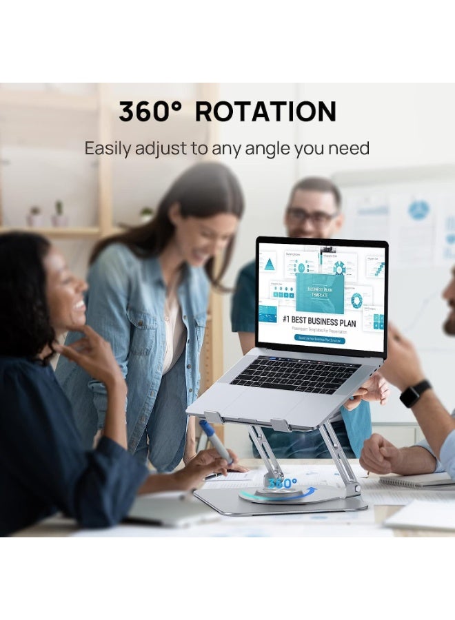TDOO Adjustable Laptop Stand with 360° Rotating Base – Ergonomic Portable Foldable Laptop Riser for Desks, Compatible with All Laptops 10-17.3", MacBook Pro/Air - Image 4