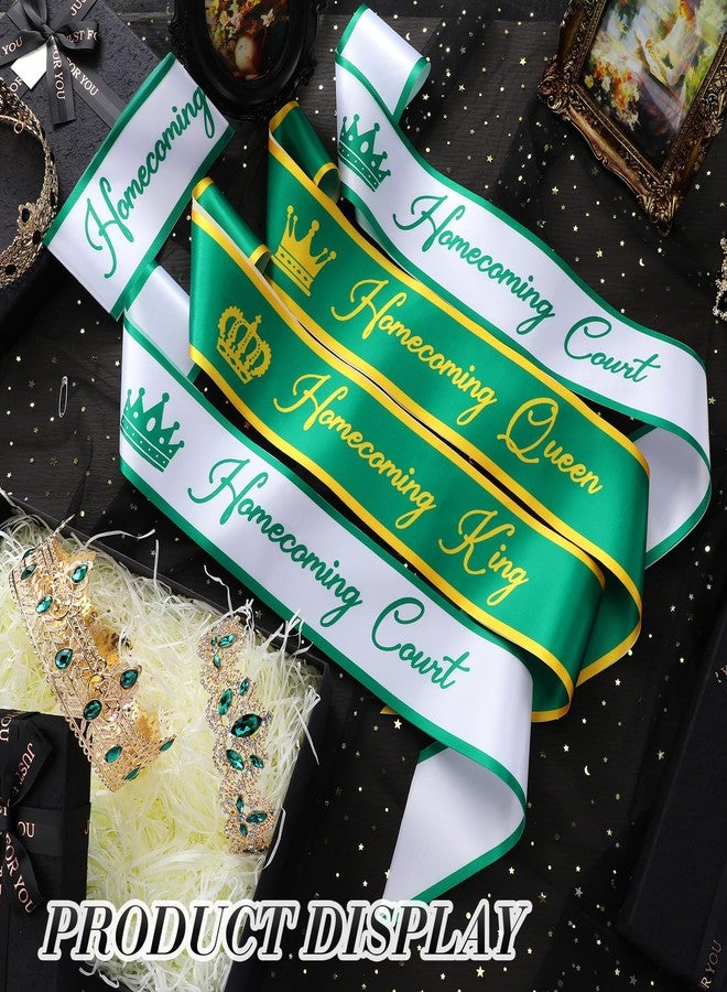 Ferreve 12 Pcs Homecoming Sashes and Crowns Set 2026 Homecoming King and Queen Royal Tiara University Party Accessories(Green) - Image 4