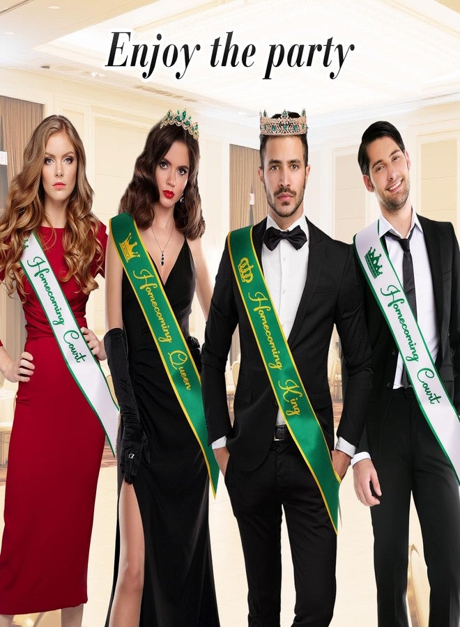 Ferreve 12 Pcs Homecoming Sashes and Crowns Set 2026 Homecoming King and Queen Royal Tiara University Party Accessories(Green) - Image 5