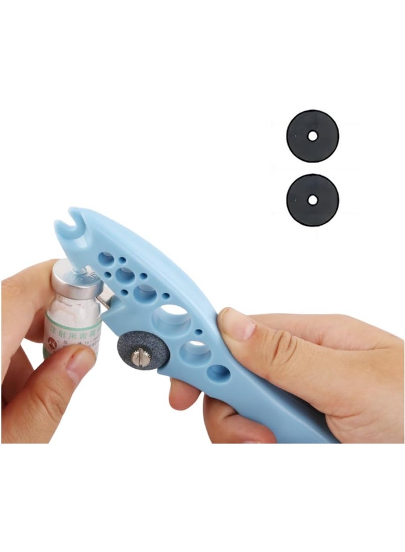 Ampoule Bottle Cutter Ampule Breaker Vial Opener Ampoule Cutting Tool Device Pill Cutter,2 Replaceable Grinding Wheels Pharmacy Spatula,Pill Cutter for Small Pills,Vial decapper,Pill Splitter - Image 1