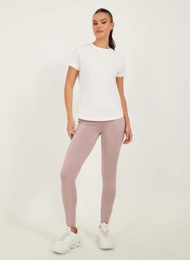 Styli Criss Cross Strap Detail Back Waistband Leggings - Image 1