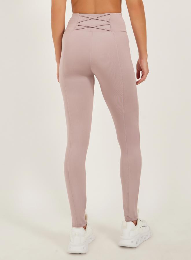 Styli Criss Cross Strap Detail Back Waistband Leggings - Image 5