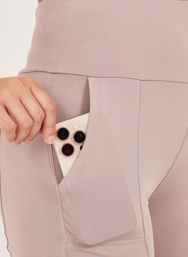 Styli Criss Cross Strap Detail Back Waistband Leggings - Image 3