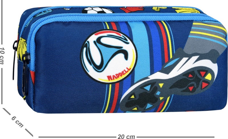 Niss Store Licensed Navy Blue Football Patterned 2 Pocket Pencil Case - Image 1