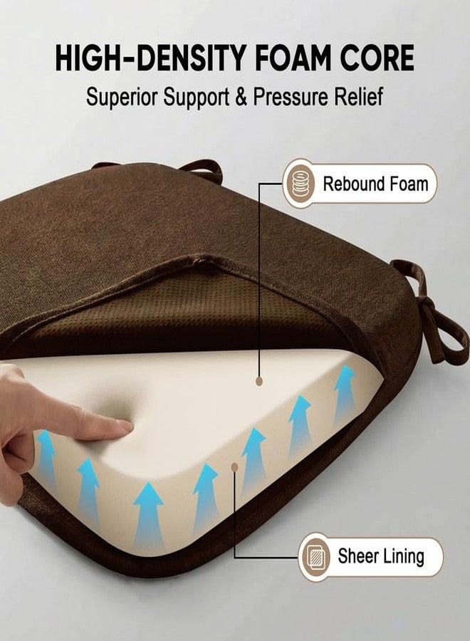 MIDLADE Chair Cushions Set of 1, D-Shaped Seat Cushion for Chair, Non Slip Chair Pads with Ties, 17" x 16" x 2", 40D Foam, Removable Washable Cover, Seat Cushions for Kitchen Chairs, Brown - Image 4