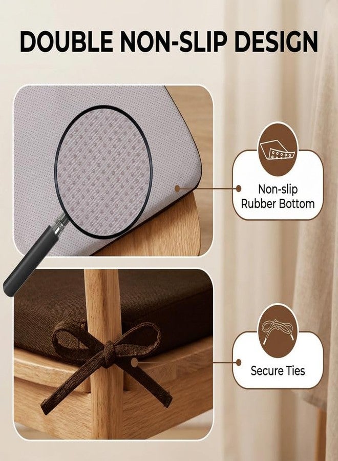 MIDLADE Chair Cushions Set of 1, D-Shaped Seat Cushion for Chair, Non Slip Chair Pads with Ties, 17" x 16" x 2", 40D Foam, Removable Washable Cover, Seat Cushions for Kitchen Chairs, Brown - Image 5