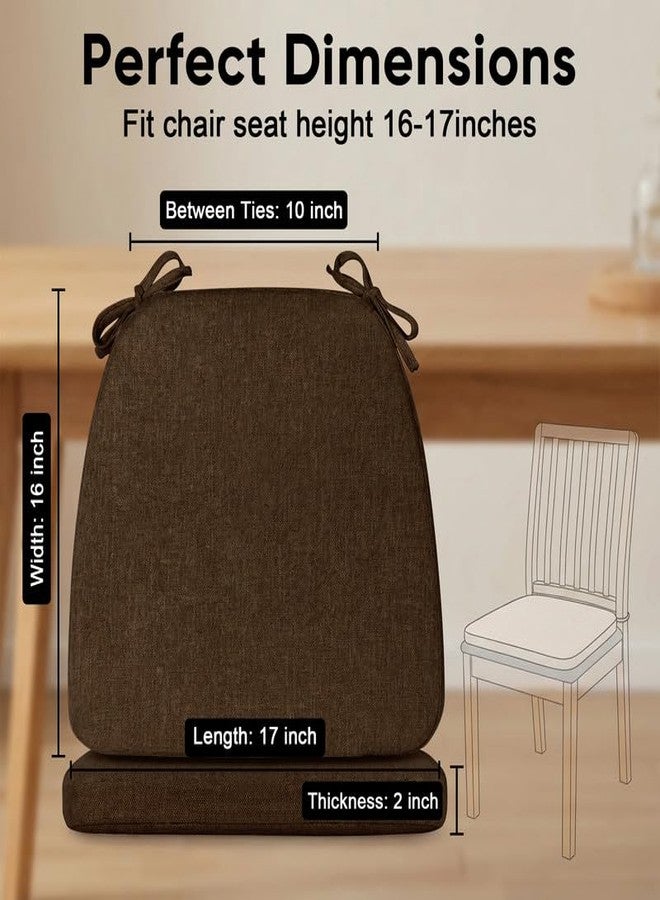 MIDLADE Chair Cushions Set of 1, D-Shaped Seat Cushion for Chair, Non Slip Chair Pads with Ties, 17" x 16" x 2", 40D Foam, Removable Washable Cover, Seat Cushions for Kitchen Chairs, Brown - Image 3