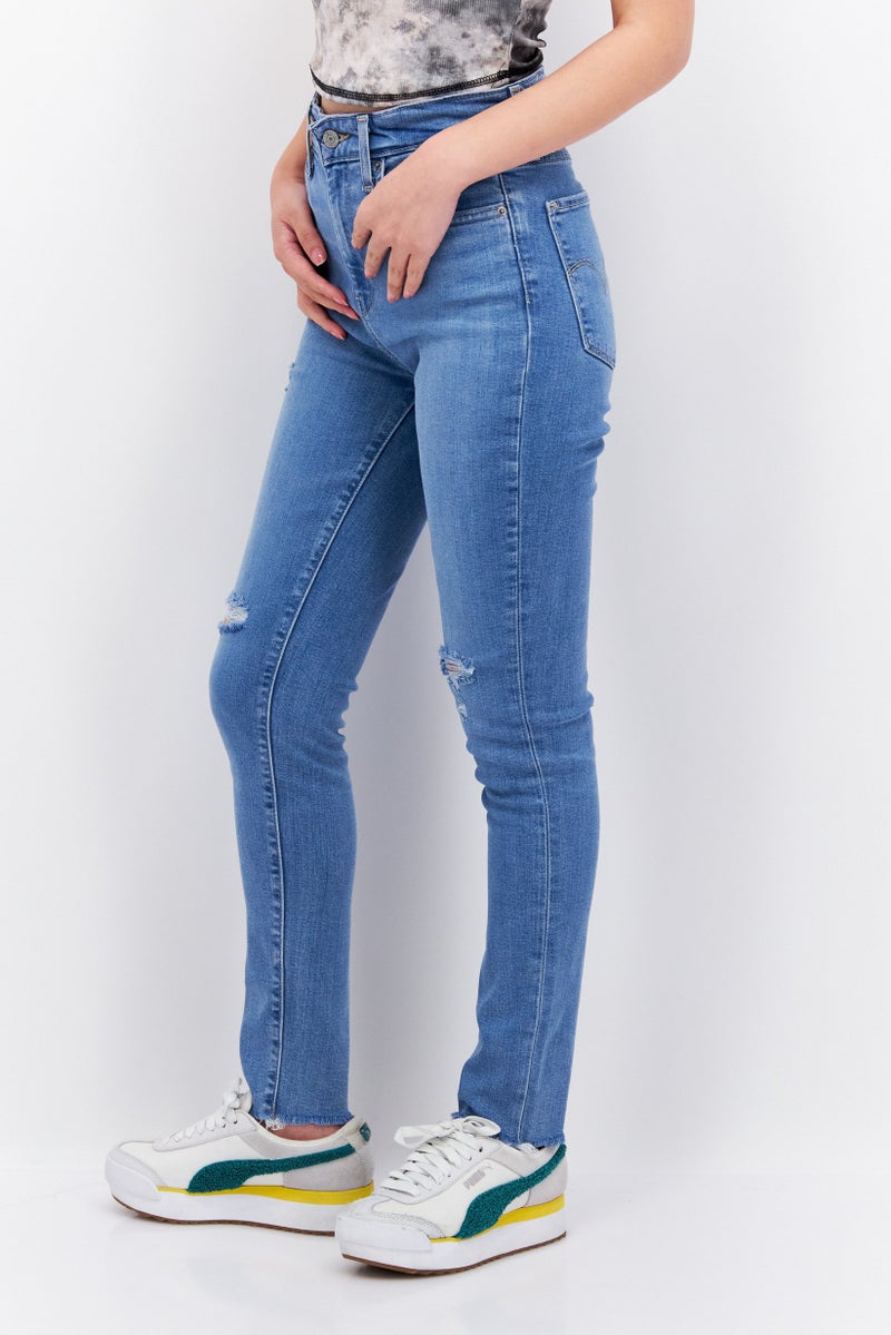 Levi's Women Skinny Fit Rip Stretchable Jeans, Light Blue - Image 3