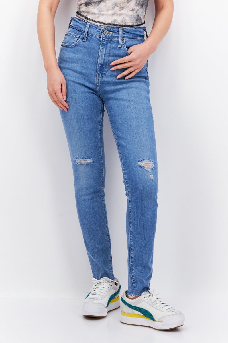 Levi's Women Skinny Fit Rip Stretchable Jeans, Light Blue - Image 1
