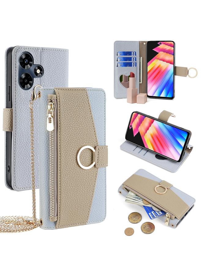 اس-توب جراب هاتف Infinix Hot 30 4G Crossbody مصنوع من الجلد بملمس الليتشي - Image 1