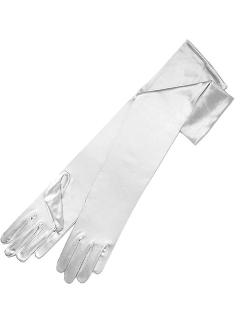 Elegant Satin Bridal Gloves with Elbow Length for Wedding Rice White