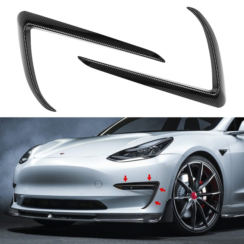 Plobeda Tesla Model 3 Front Fog Light Trim Cover Fog Lamp Frame Blade Trim Eyebrow Spoiler Accessories for Tesla Model 3 2017 2018 2019 2020 2021 2022 2023 Matte Black
