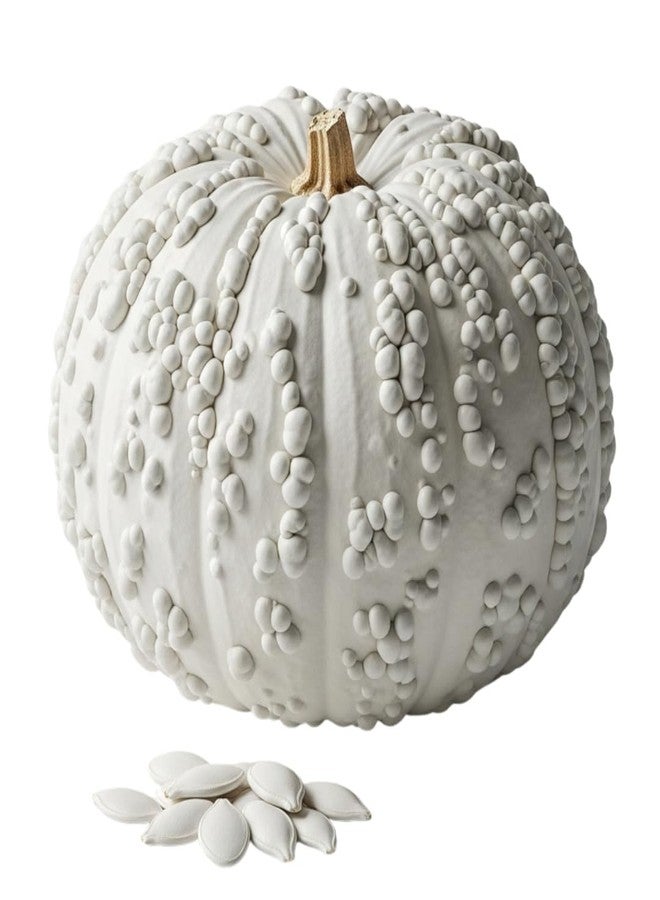 CZ Grain 10 Warty White Specter Pumpkin Seeds for Planting - Pure White with Subtle Warts - Rare, Elegant Variety for Unique Fall Décor, Halloween Displays & Garden Harvests - Image 1