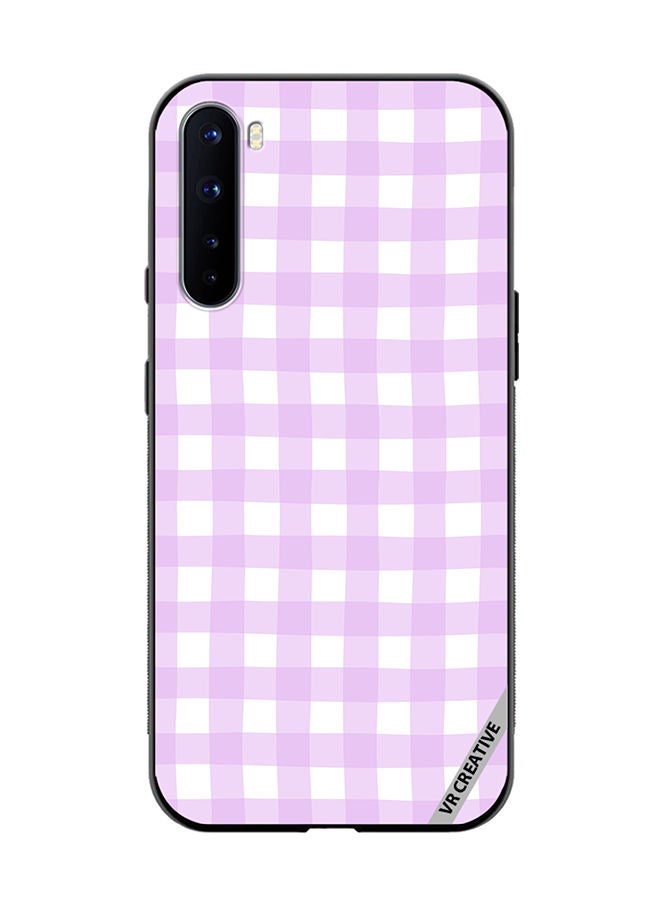 VR CREATIVE Protective Case Cover For OnePlus Nord Classic Checkered Plaid Purple Seamless Pattern Design Multicolour - Image 1