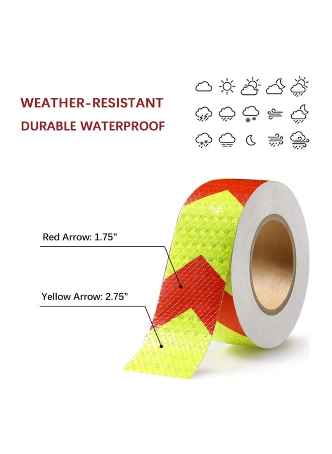 LAMAY 2 PACK Reflective Tape of Arrow Caution Water-proof High Visibility,Hazard Caution Warning Adhesive Tape Outdoor for Floor Marking, Trailers, Trucks, Cars?Boats (Size : A) - Image 2
