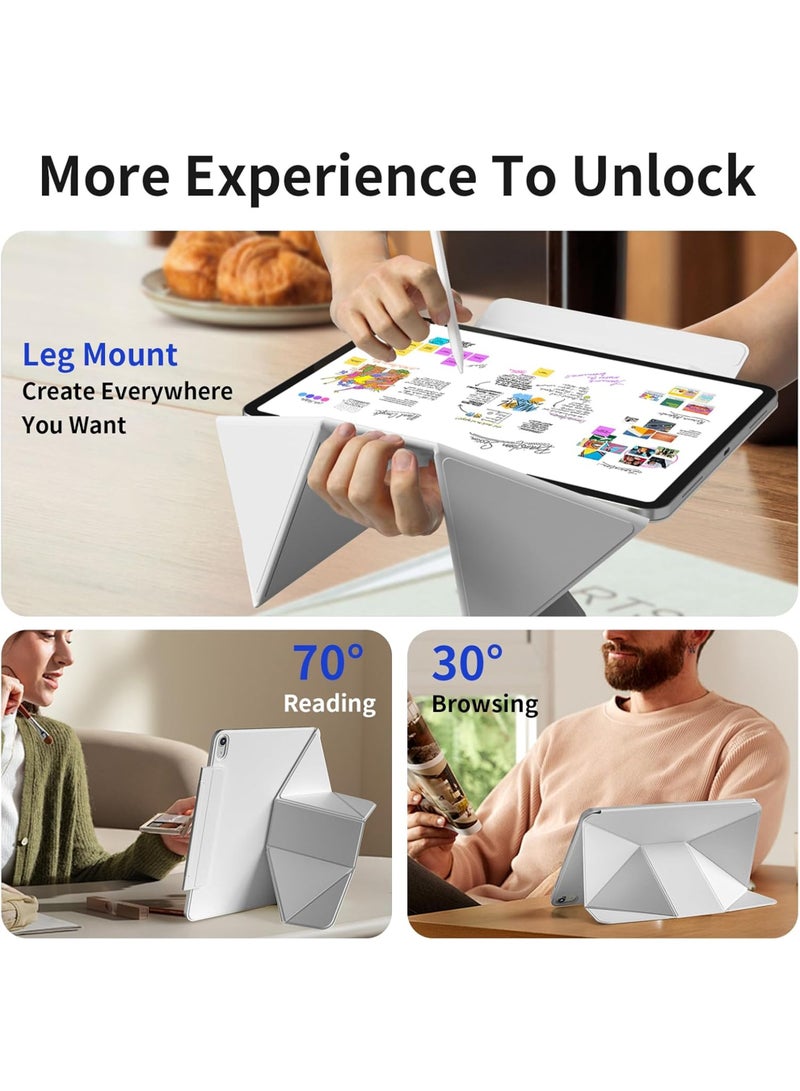 Rock Pow Magnetic Case for iPad 11th (A16) Gen 11-in 2025 Case/Case for iPad 10th Gen 10.9-in 2022 Strong Magnetic Attachment Ergonomic Leg Rest Design,Versatile Multi-Angle Viewing Hidden Pencil Holder, Cover for iPad 10th Gen 10.9 Inch 2022/iPad 11th (A16) Gen 11" 2025 Auto Wake/Sleep,(Grey) - Image 5
