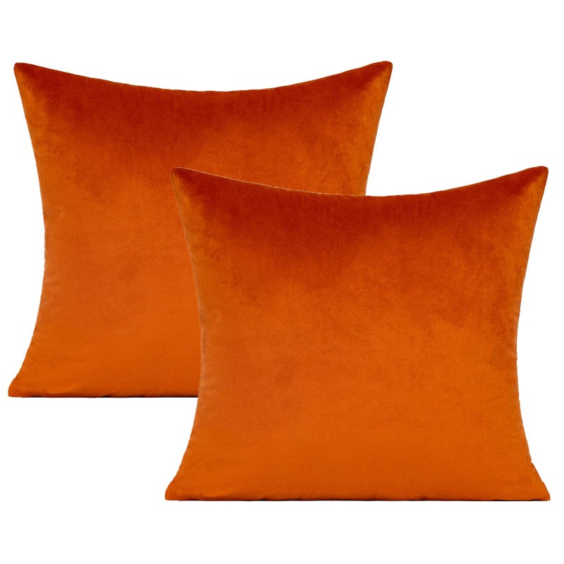 VAKADO Burnt Orange Fall Throw Pillow Covers 18x18 Decorative Outdoor Thanksgiving Autumn Couch Rust Velvet Decor Cushion Cases Home Decoration for Porch Patio Sofa Bedroom Car Set of 2 - Image 4