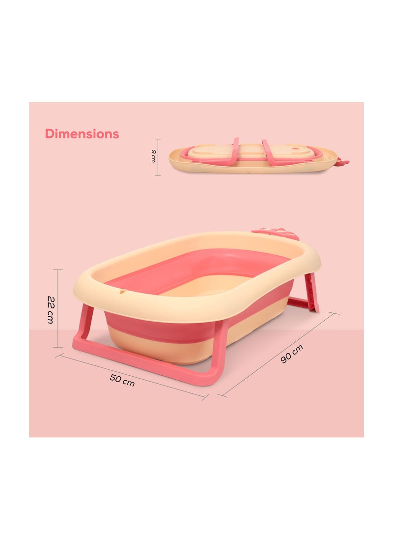 Nurtur حوض استحمام للأطفال قابل للطي من نورتور، حوض استحمام صغير للأطفال بتصميم مانع للانزلاق باللون البرتقالي  - Image 4