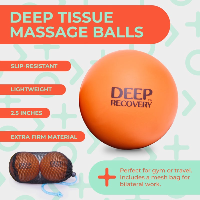 Deep Recovery Sport Yoga Deep Tissue Massage Ball Set, Extra Firm â€“ Lacrosse Ball Size (2.9in) Myofascial Release Balls for Feet, Back, Neck, Legs, & Arms â€“ Trigger Point & Mobility Therapy (2-Pack) - Image 3