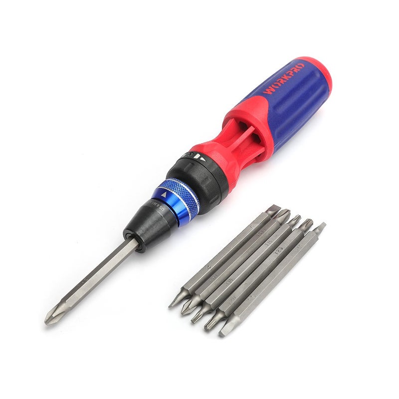 WORKPRO 12-in-1 Ratcheting Multi-Bit Screwdriver Set, Quick-load Mechanism Screwdriver with Double End Bits in Handle - Image 1