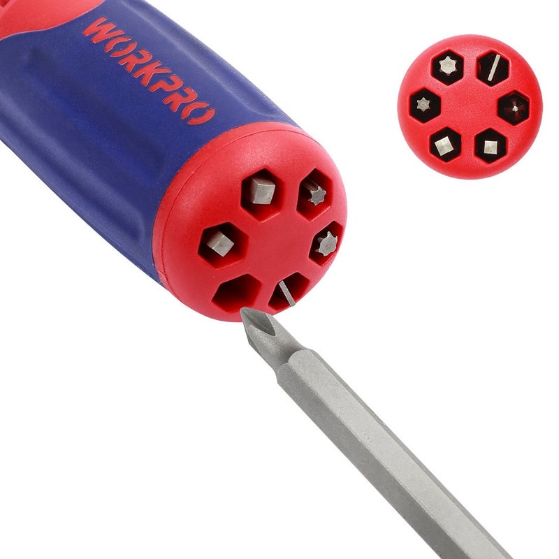 WORKPRO 12-in-1 Ratcheting Multi-Bit Screwdriver Set, Quick-load Mechanism Screwdriver with Double End Bits in Handle - Image 3