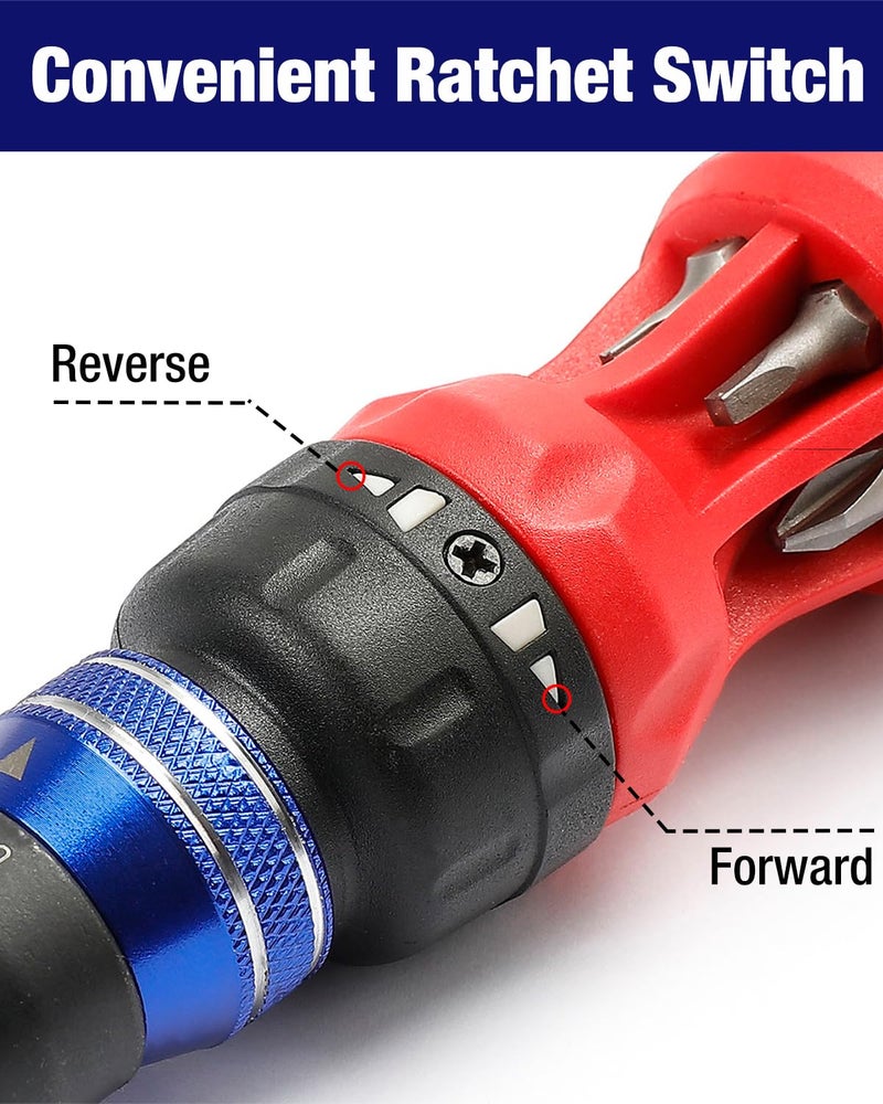 WORKPRO 12-in-1 Ratcheting Multi-Bit Screwdriver Set, Quick-load Mechanism Screwdriver with Double End Bits in Handle - Image 5