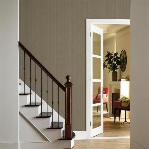 YXTII 208 x 1968 Peel and Stick Wallpaper Grasscloth Thick Brown Textured Wall Paper Neutral Waterproof Self Adhesive Removable Wallpaper Mural for Home Decor Bedroom Kitchen Cabinet - Image 3