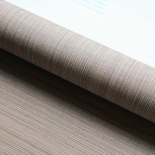 YXTII 208 x 1968 Peel and Stick Wallpaper Grasscloth Thick Brown Textured Wall Paper Neutral Waterproof Self Adhesive Removable Wallpaper Mural for Home Decor Bedroom Kitchen Cabinet - Image 1
