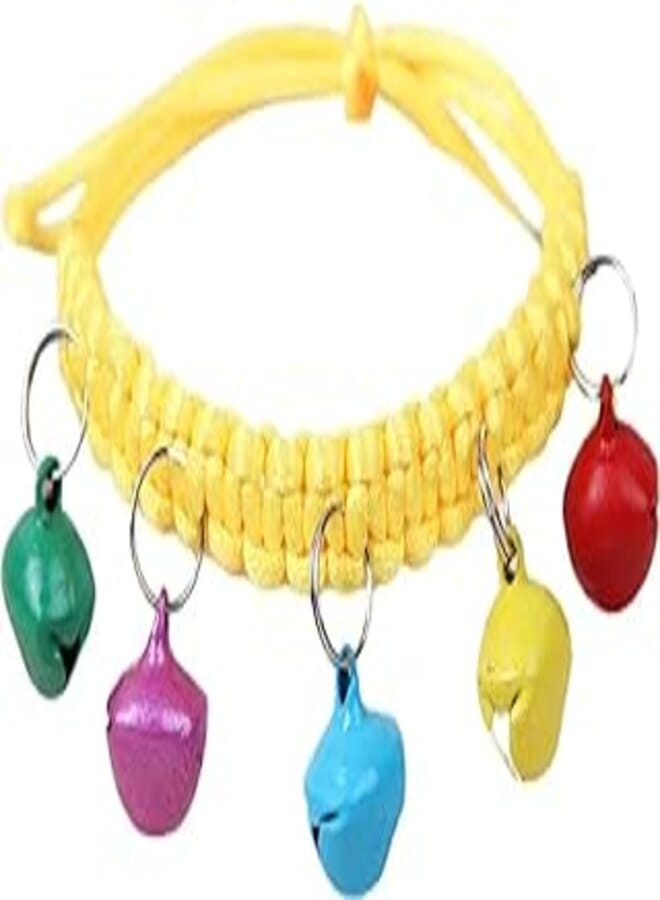 Necklace Adjustable Abrasion Resistance with Bells Woven Rope Pet Collar for Puppy Dogs,Kitten Cat Dog Collars for Small/Medium (Yellow)