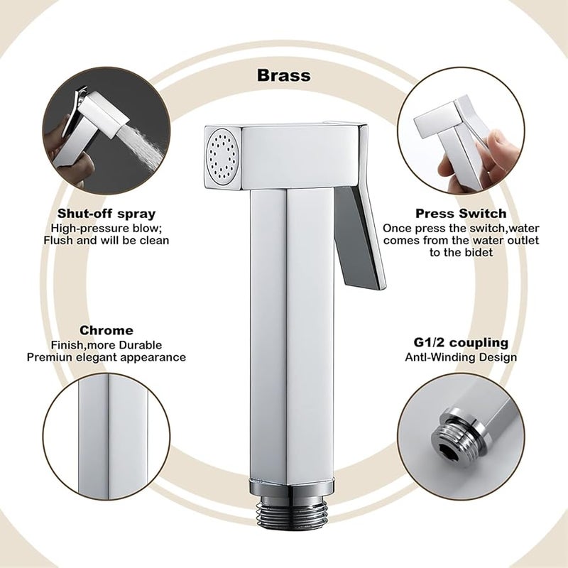 Chrome Handheld Bidet Sprayer High Pressure Toilet and Cloth Diaper Cleaner - Image 4