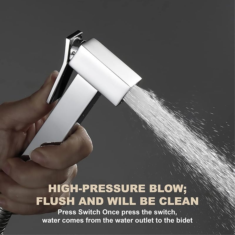 Chrome Handheld Bidet Sprayer High Pressure Toilet and Cloth Diaper Cleaner - Image 3