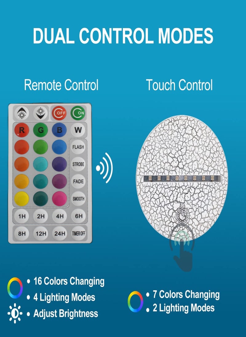 إيه آن د دبليو جديد مصباح ليلي ثلاثي الابعاد للأهلي السعودي, اضاءه قيمنق LED RGB 16 لون, 4 أوضاع وميض ديناميكية, مؤقت إيقاف 1-24 ساعة, تحكم بالريموت واللمس, قيمنق ديكور, زينة غرفة نوم, هدية لمحبي كرة القدم - Image 5