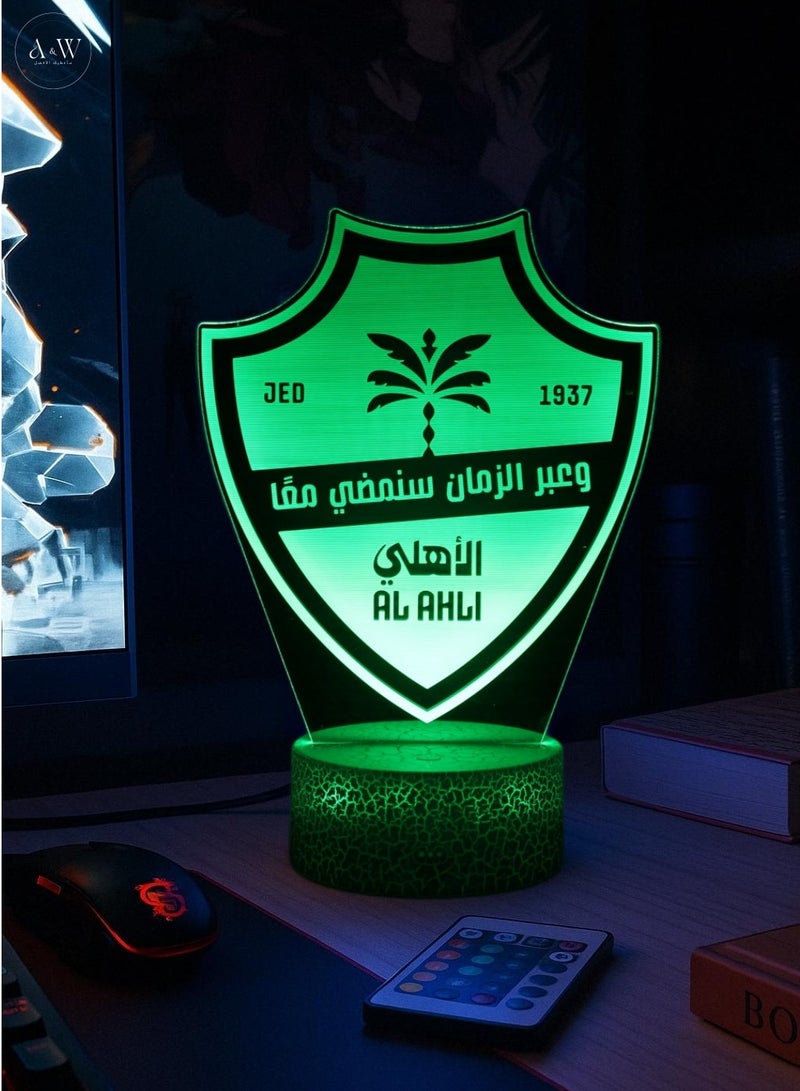 A&W NEW Al Ahli 3D Night Light, Illusion Lamp, LED Gaming Lights with RGB 16 Color Changing, 4 Dynamic Flashing Modes, 1–24H Timer Off, Remote Control & Touch - Football Fans Gift & Bedroom Decor, Gaming Decor, Room Decoration - Image 2