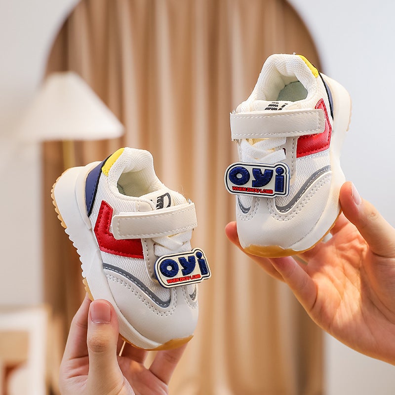 Soft Sole Baby Sneakers Colorblock Velcro Red