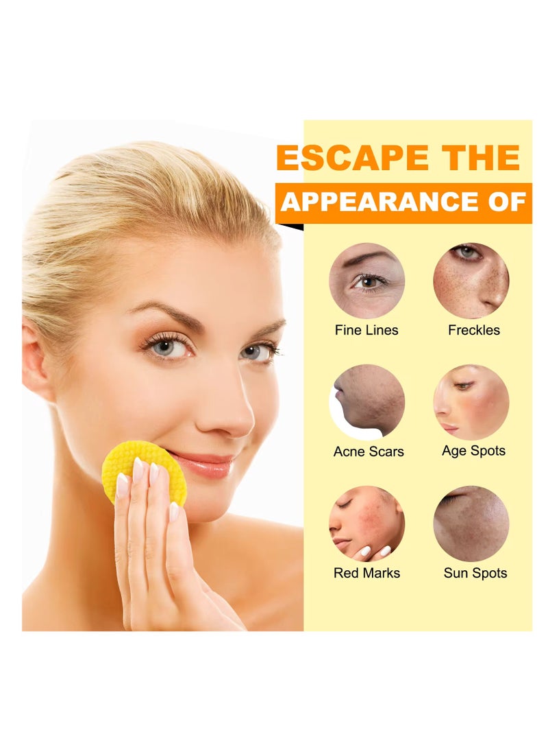 Yecuce 50 Pcs Kojic Acid & Turmeric Cleansing Pads for Dark Spots Turmeric Kojic Acid Cleansing Pads Helps Balance Skin Oil & Water Fade Spot Remove Excess Keratin Clean Oil Refines Pores Kojic Acid Pads  - Image 4