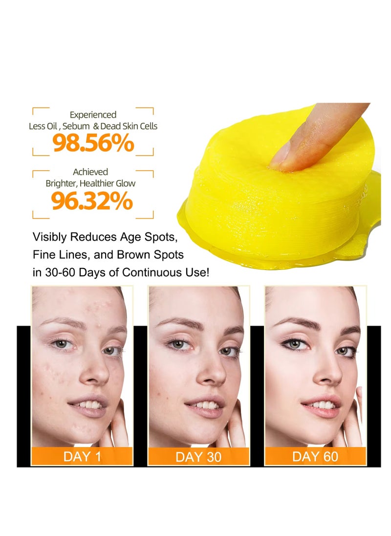 Yecuce 50 Pcs Kojic Acid & Turmeric Cleansing Pads for Dark Spots Turmeric Kojic Acid Cleansing Pads Helps Balance Skin Oil & Water Fade Spot Remove Excess Keratin Clean Oil Refines Pores Kojic Acid Pads  - Image 5