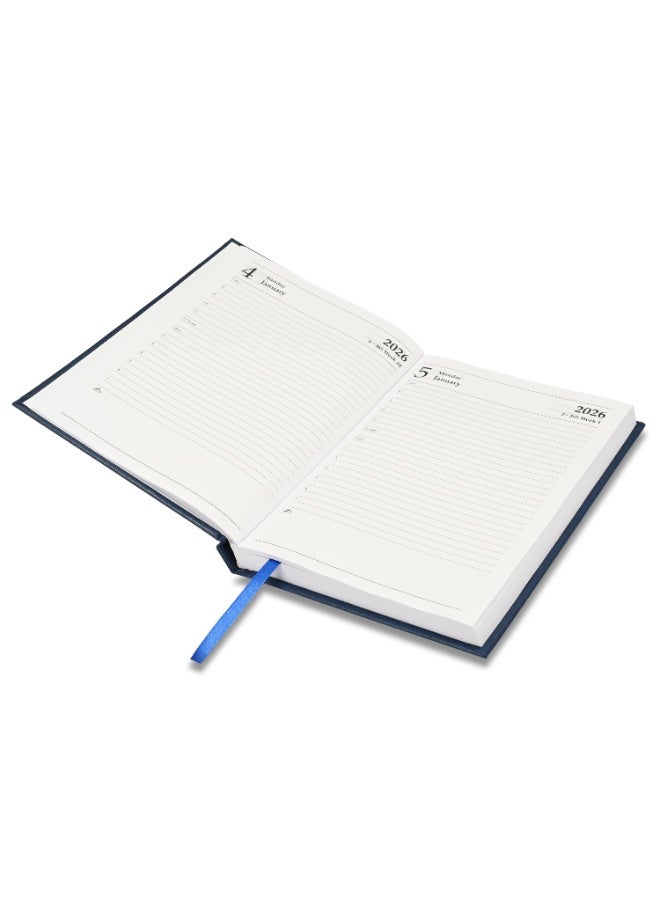 FIS 2026 Diary, A5 Size Diary(148x210mm), Hard Cover Vinyl Materials, 1 Side Padded, English, 60gsm White Paper, Blue Color-FSDI18E26BL - Image 3