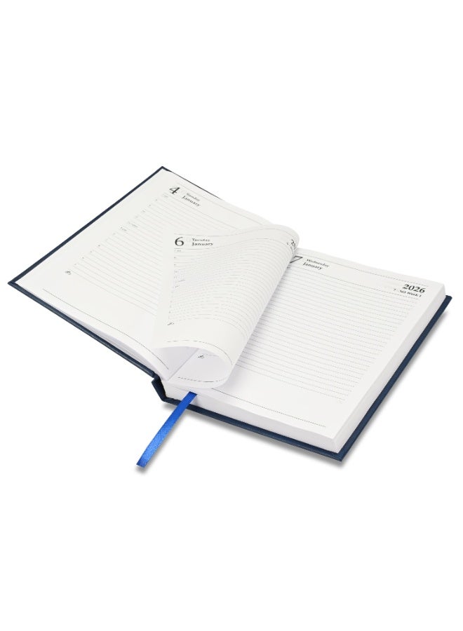 FIS 2026 Diary, A5 Size Diary(148x210mm), Hard Cover Vinyl Materials, 1 Side Padded, English, 60gsm White Paper, Blue Color-FSDI18E26BL - Image 4