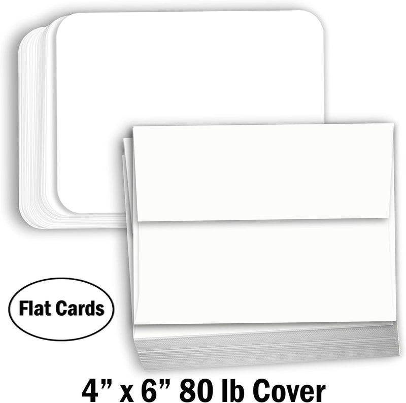 Hamilco White Cardstock Thick Paper - Blank Index Flash Note & Post Cards Rounded Corners with Envelopes Greeting Invitations Stationary 4 X 6" Heavy weight 80 lb Card Stock - 100 Pack - Image 3