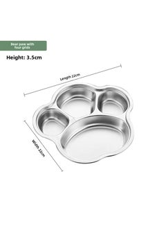 304 Stainless Steel Partitioned Dinner Plate for Kids Little bear's paw