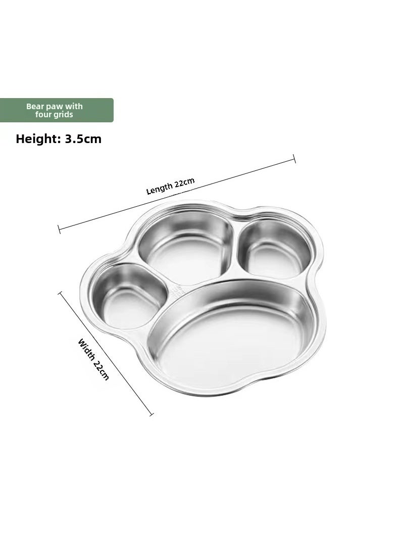 Generic - 304 Stainless Steel Partitioned Dinner Plate for Kids Little bear's paw - Image 1