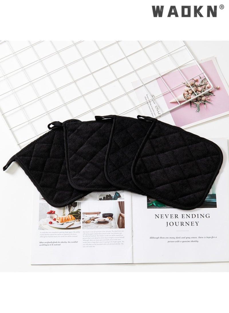 WAOKN 5Pcs Square Cotton Pot Holders,  Heat Resistant Kitchen Trivet Mats, Silverstone Lining Anti-Scald Hot Pads, with Great Heat Resistance, Hot Pads, Trivets for Cooking and Baking，Black Square Fabric Coasters , Multi-use Cotton Pot Mats，20x20cm - Image 5