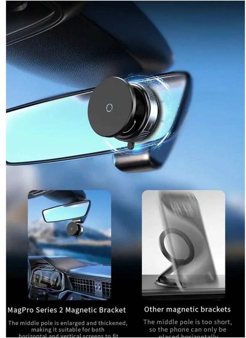 Generic - Magnetic Phone Holder; 360 Degree Rotating Magnetic Electric Phone Holder; Hands-Free Car Phone Holder; Double-Sided Phone Holder Compatible with Car Dashboard; Smooth Surface in Black - Image 1