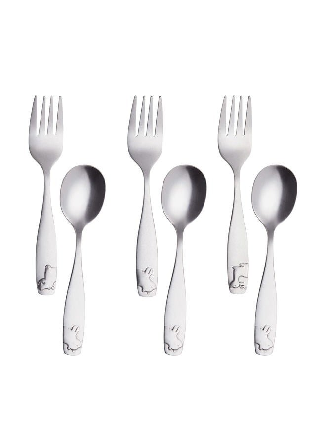 ANNOVA Kids Silverware Pieces Children's Safe Flatware Set Stainless Steel - x Children Forks, x Children Tablespoons, Toddler Utensils, Metal Cutlery Set for LunchBox Oxidation (6 Pieces) - Image 1