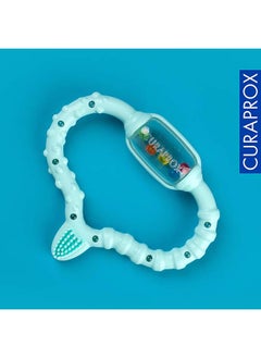 CURAPROX حلقة تسنين كيورابروكس للأطفال، حلقة تسنين للأطفال باللون الفيروزي مع خشخيشة، حلقة تسنين للأطفال مع فرشاة أسنان تعليمية، حلقة تسنين للأطفال للتسنين، خالية من مادة بيسفينول أ، باللون الفيروزي، قطعة واحدة.  - Image 4