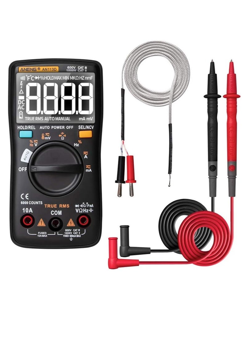 ANENG ANENG AN113D Digital Multimeter Electrical Meter 6000 Counts DC/AC Current Voltage Tester Meters True RMS Auto Ranging LCD Display Temperature Measurement  - Image 1