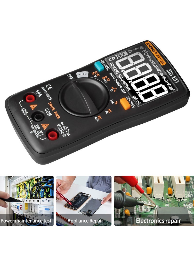 ANENG ANENG AN113D Digital Multimeter Electrical Meter 6000 Counts DC/AC Current Voltage Tester Meters True RMS Auto Ranging LCD Display Temperature Measurement  - Image 3